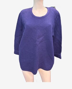 Focus Casual Life Blue Purple Cotton Waffle Top Women’s Size Large NEW WITH TAGS